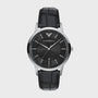 Emporio Armani Archetipo AR11826 black sunray dial watch with steel case and leather strap