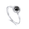 18K White Gold Black Diamond Engagement Ring