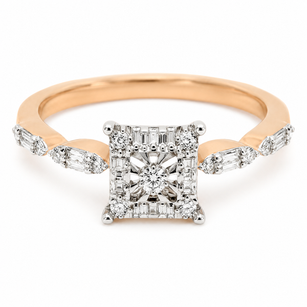 9ct Rose Gold Princess Cut Diamond Ring 1102175