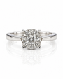 9ct White Gold cluster engagement ring with round diamonds and polished tapered band