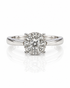 9ct White Gold cluster engagement ring with round diamonds and polished tapered band