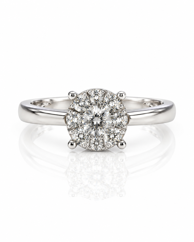 9ct White Gold 0.25ctw Round Diamond Cluster Engagement Ring (1102103)