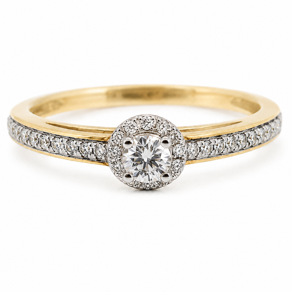 9ct Yellow Gold Round Cluster Diamond Engagement Ring 1102295