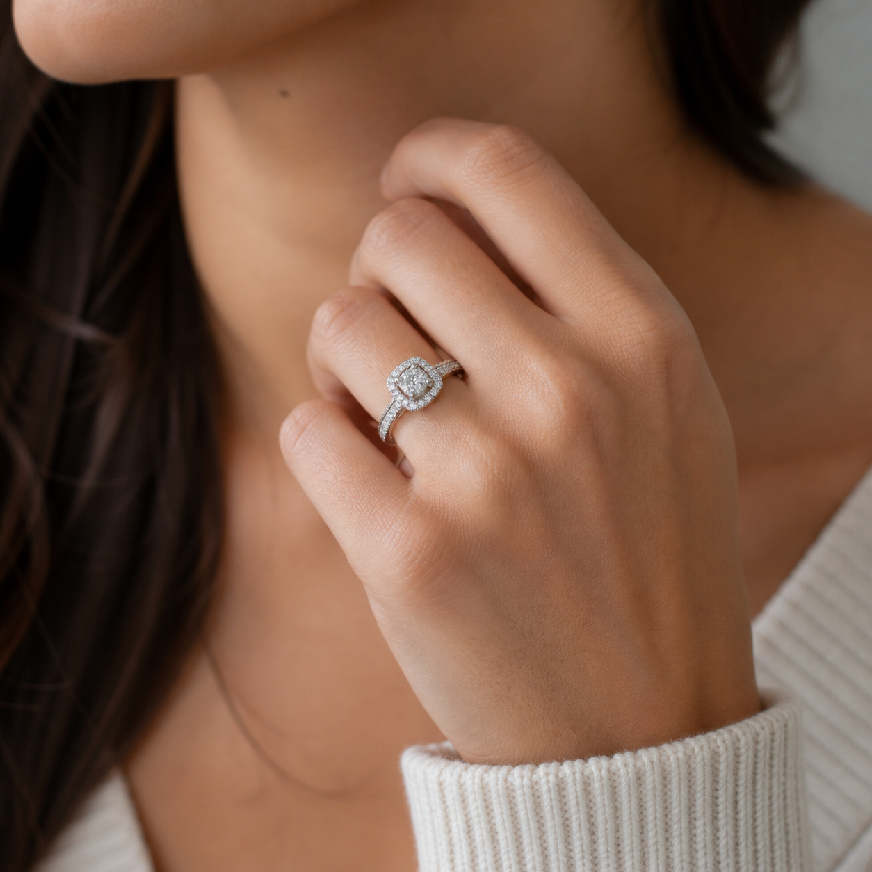 9ct White Gold Black Diamond Solitaire Ring 1102264