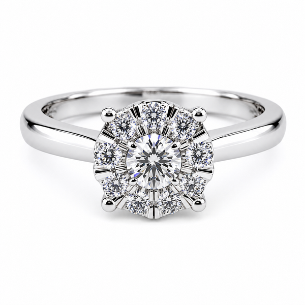 9ct White Gold Round Cluster Diamond Engagement Ring 1102229