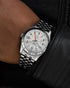 Seiko SSK059K1 stainless steel bracelet with three-fold clasp laid flat