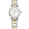 Michel Herbelin Newport 14288BT89S ladies watch with mother-of-pearl diamond dial and two-tone steel gold PVD bracelet on white background
