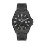 Daniel Klein DK614037-5 men's quartz watch with black IP-coated 42mm stainless steel case, black dial with day-date complication, and integrated three-link bracelet