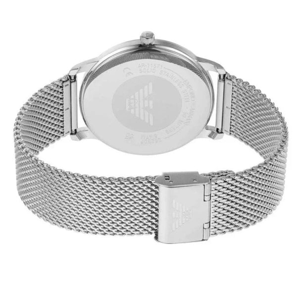 Emporio Armani Minimalist Quartz Blue Sunray Dial Stainless Steel Mesh Watch 42mm (AR11571)