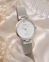 Obaku Diamant Petite Quartz White Dial Diamond Steel Mesh Watch 24mm (V256SXCIMC)