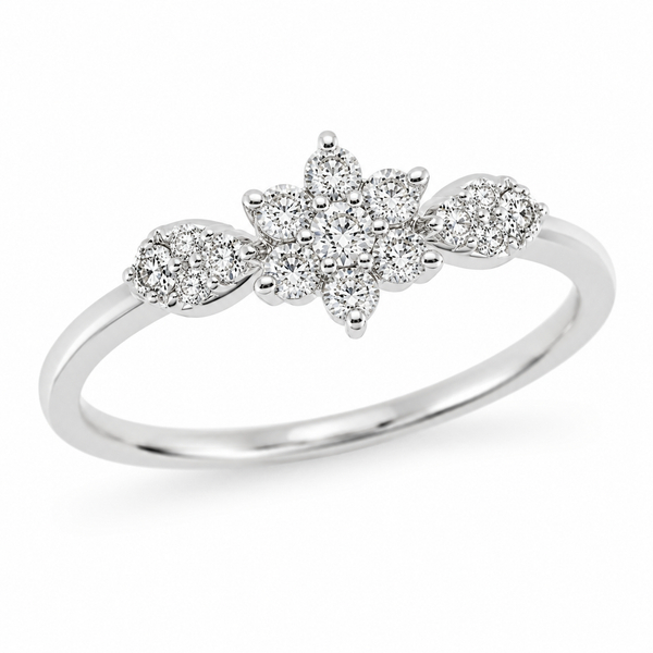 9ct White Gold Flower Cluster Diamond Engagement Ring 1102313