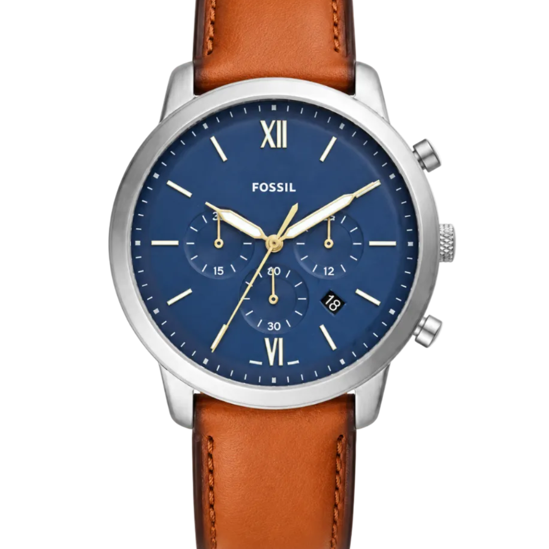 Fossil Neutra Chronograph Quartz Blue Dial Brown Leather Watch (FS5453)