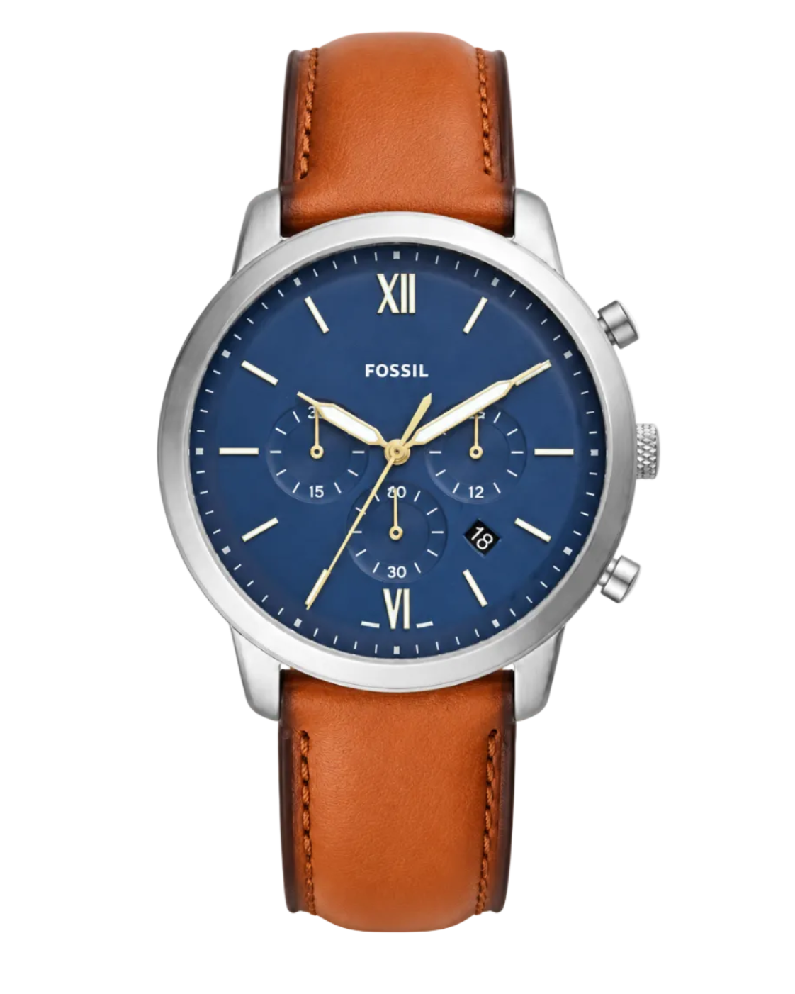 Fossil Neutra Chronograph Quartz Blue Dial Brown Leather Watch (FS5453)