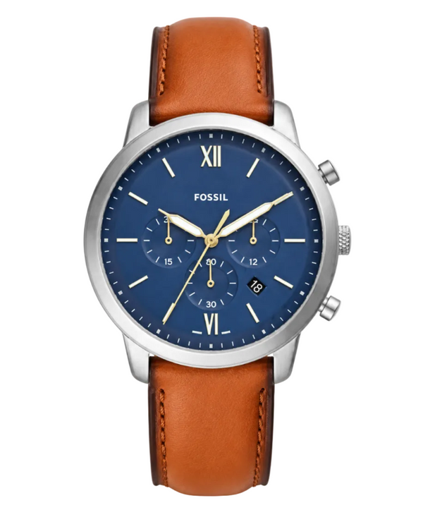 Fossil Neutra Chronograph Quartz Blue Dial Brown Leather Watch (FS5453)
