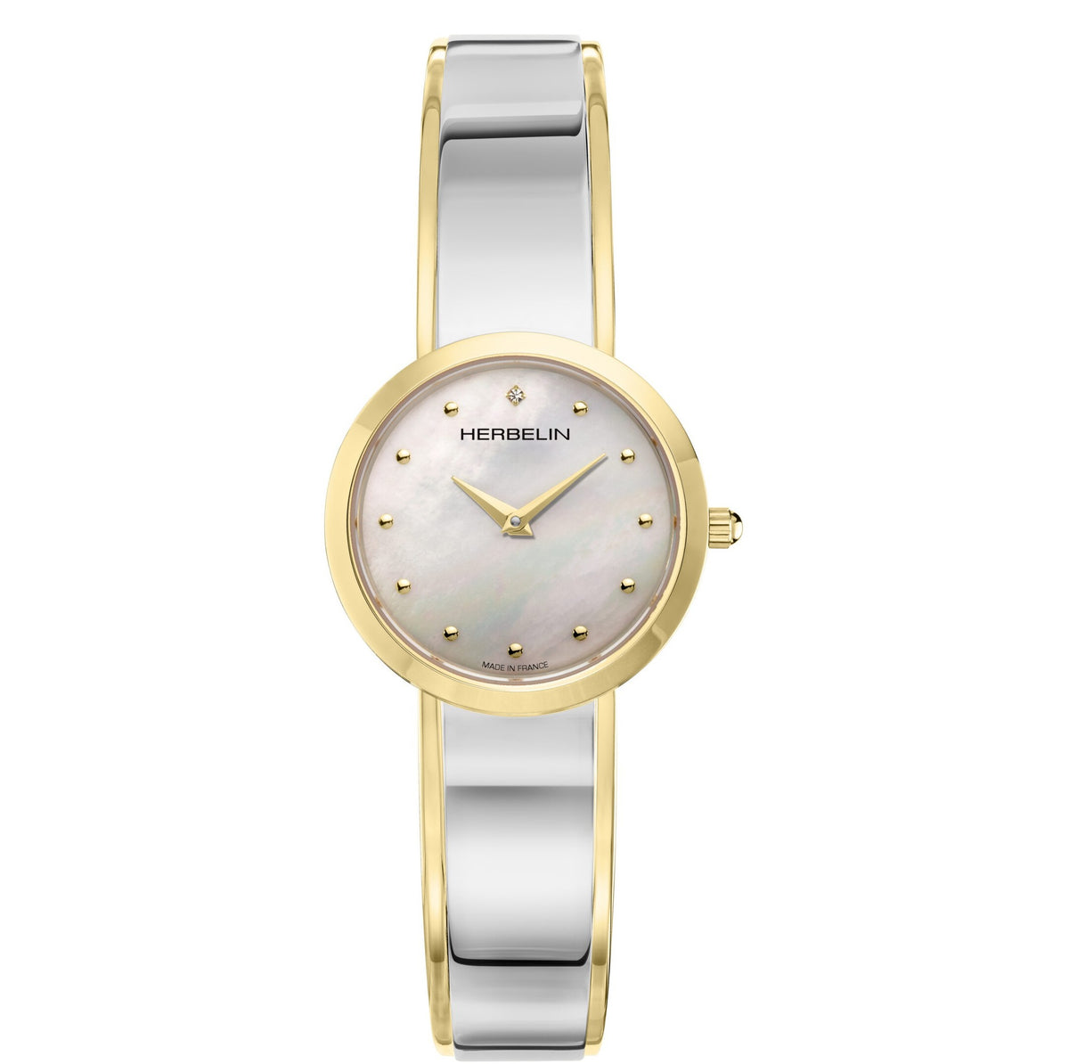 Michel Herbelin M-Band 17056/BT19 ladies watch with mother-of-pearl dial, 28mm two-tone stainless steel and yellow gold PVD case and bracelet