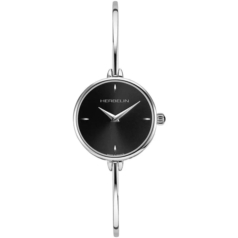 Michel Herbelin Fil 26mm watch with black sunburst dial and stainless steel bracelet
