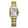 “Michel Herbelin Luna 17457BP1N01 — front view, 24 × 24 mm gold-PVD square case, silver guilloché dial”