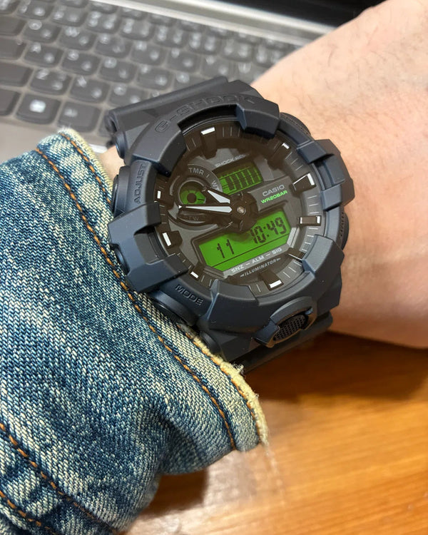 Casio G-Shock GA-700BEG Quartz Analogue-Digital Black Resin Watch with Green Display (GA-700BEG-1ADR)
