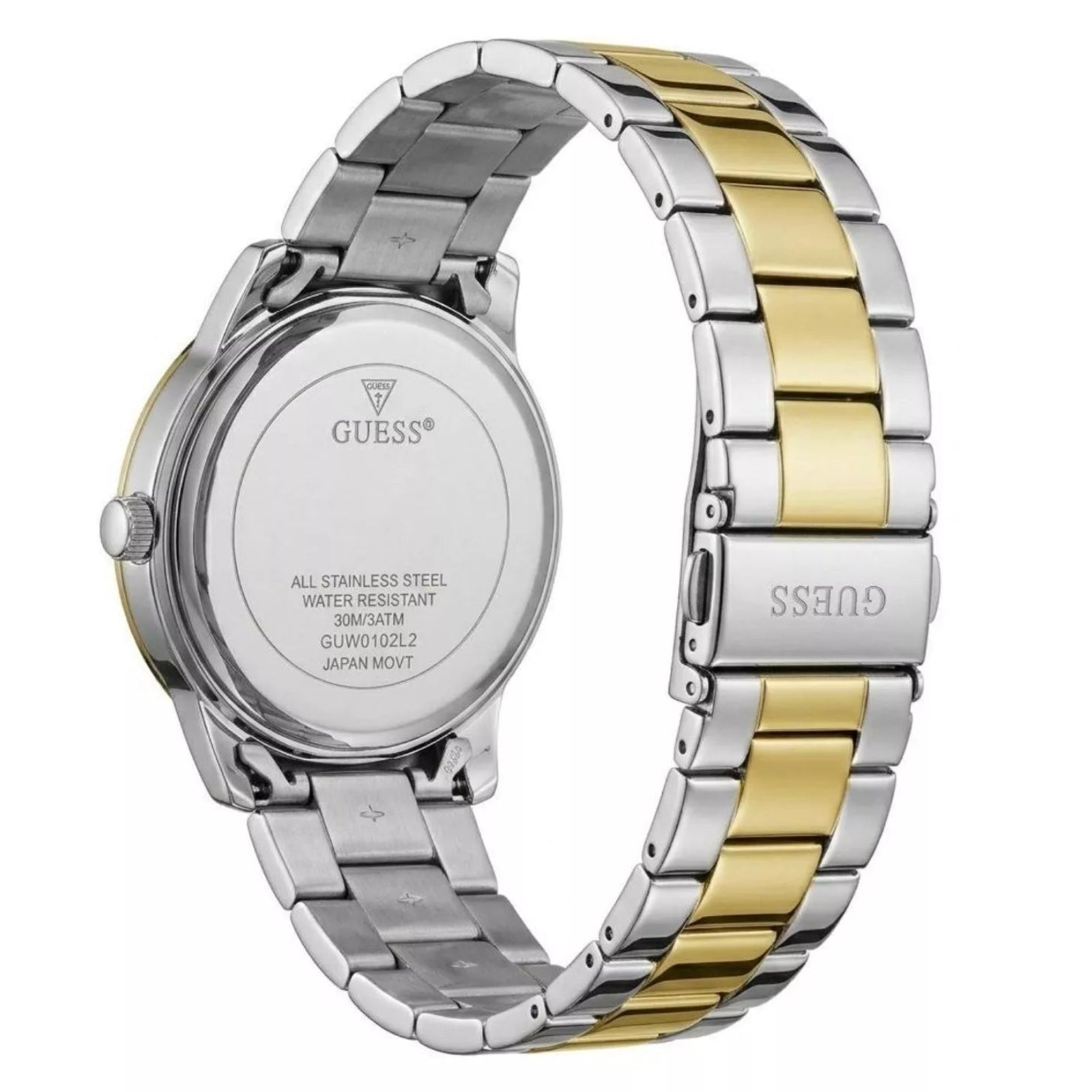 Guess Emmett Two-Tone Quartz Silver Dial Stainless Steel Watch (GW1050G4)