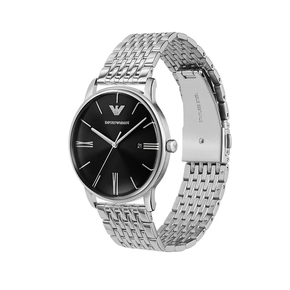 Emporio Armani Luigi Quartz Black Dial Stainless Steel Watch (AR11600)