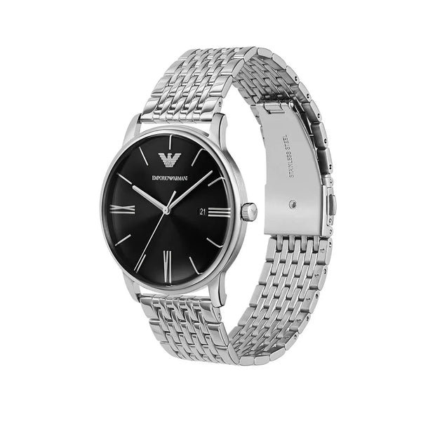 Emporio Armani Luigi Quartz Black Dial Stainless Steel Watch (AR11600)