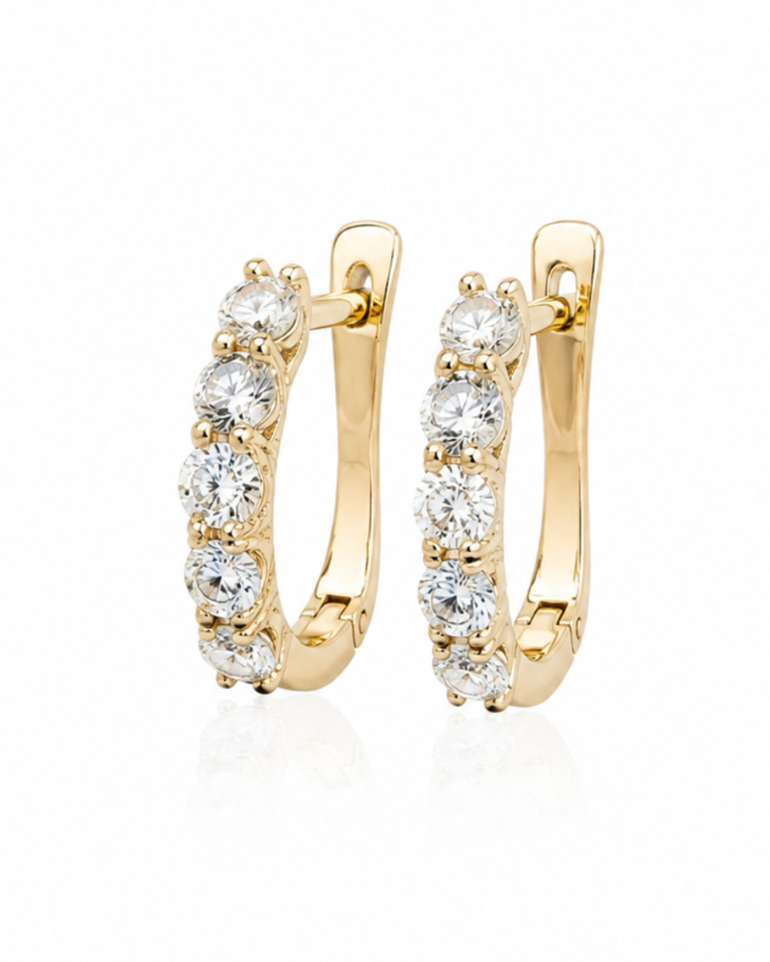 9ct yellow gold huggie hoop earrings set with 1.00 carat of brilliant-cut lab-grown diamonds in claw settings