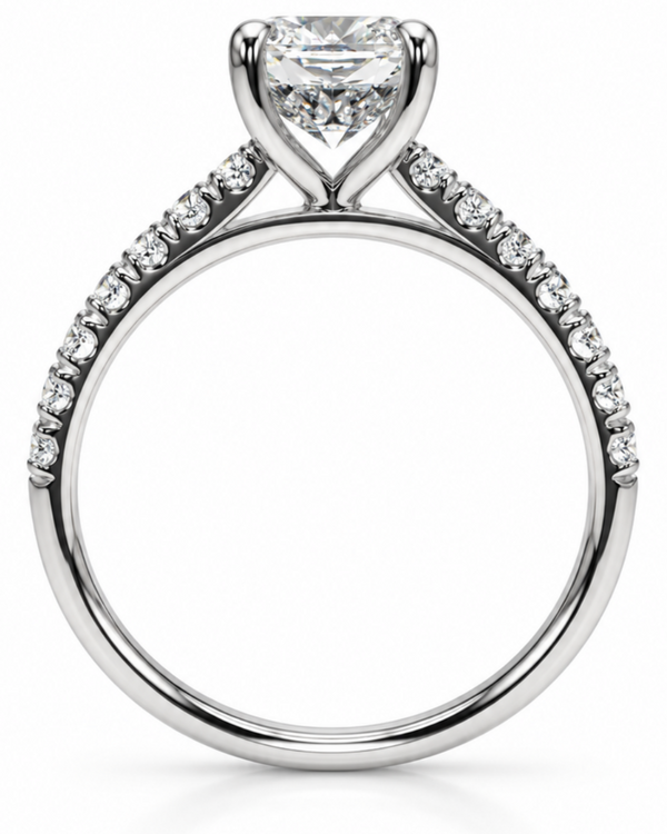 9ct White Gold 1.30ct Cushion Cut Lab Grown Diamond Engagement Ring (LR75)
