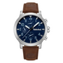 Timberland Driscoll watch front view showing blue dial with three subdials