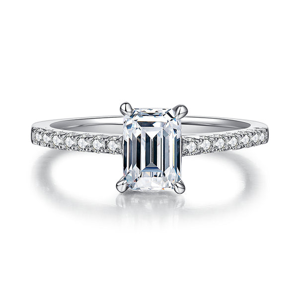 1ct Emerald Solitaire Moissanite Ring – M91D