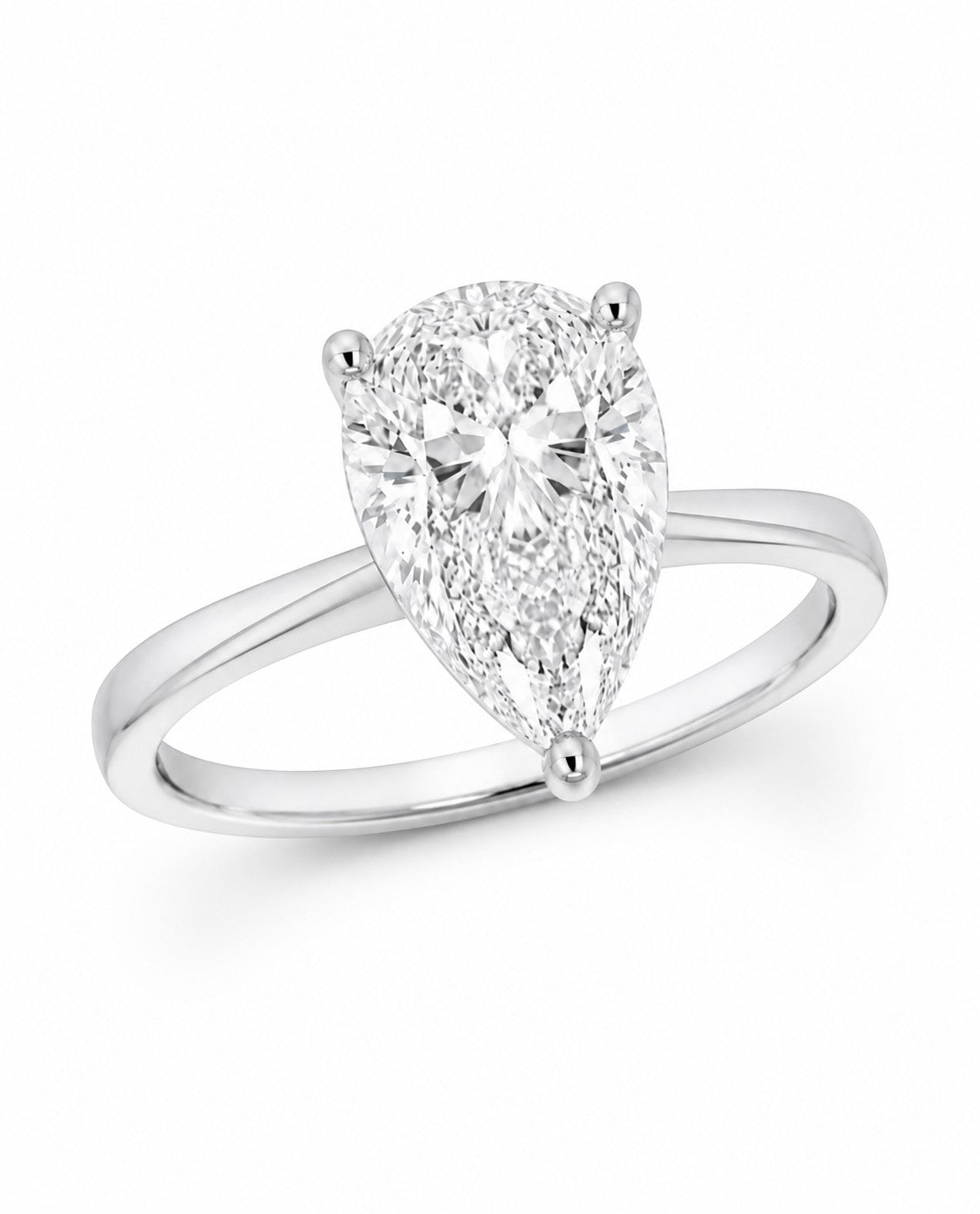 9ct White Gold 1.58ct Pear Shape Lab Grown Diamond Solitaire Engagement Ring (LR28)