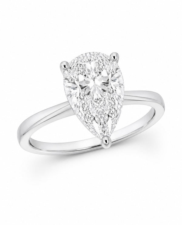 9ct White Gold 1.58ct Pear Shape Lab Grown Diamond Solitaire Engagement Ring (LR28)