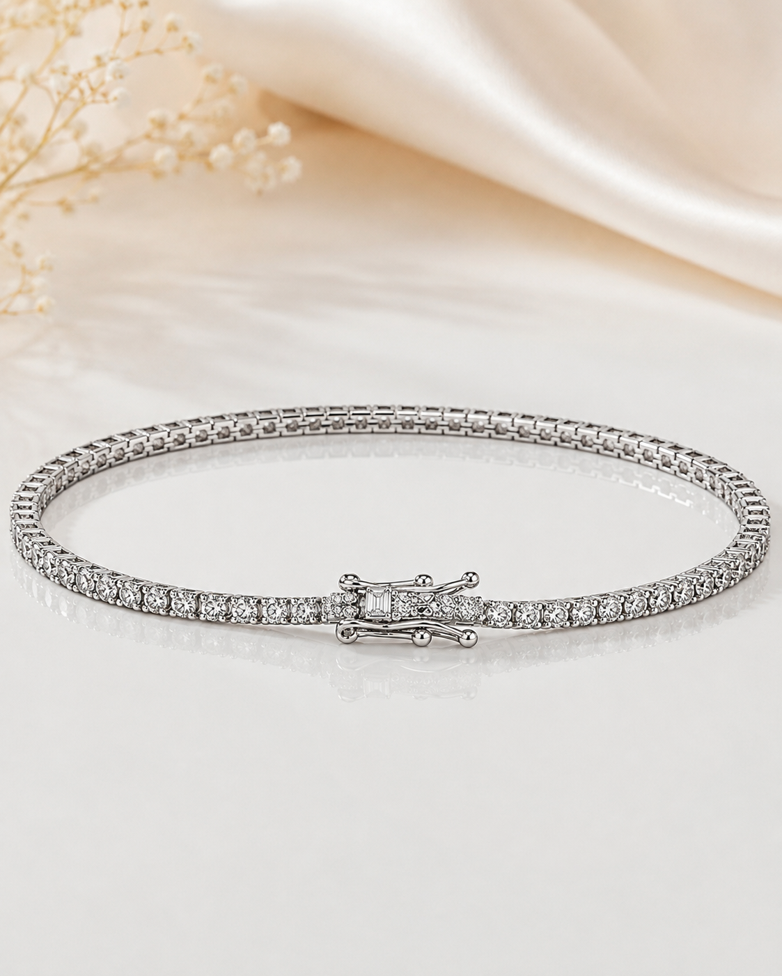 18ct White Gold 2.2ct Diamond Tennis Bracelet (PR168)