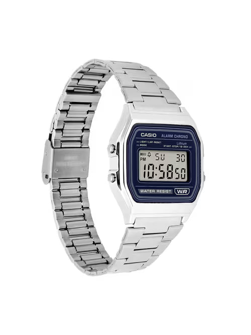 Casio A158WEA-2DF Vintage Digital Blue Dial Stainless Steel Quartz Watch