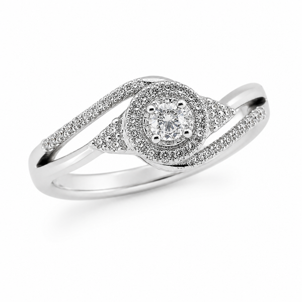 9ct White Gold Cluster Halo Diamond Engagement Ring 1102147