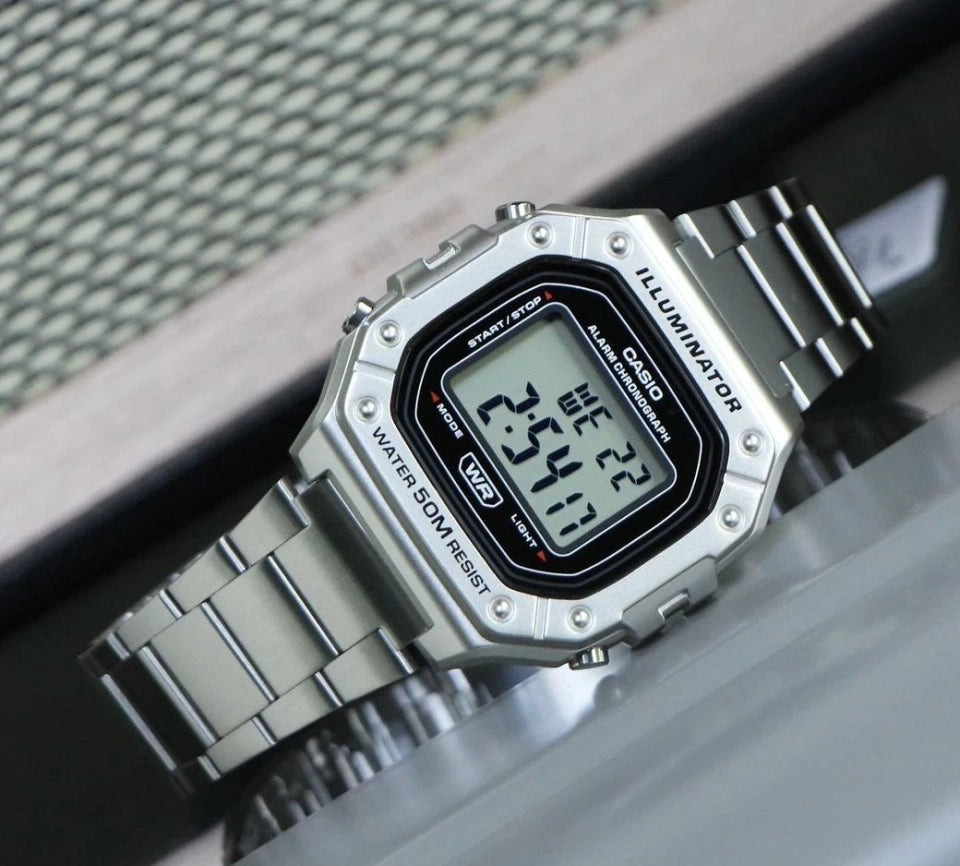 Casio Illuminator W-218HD-1A Quartz Digital Chronograph Stainless Steel Watch (W218HD-1A)