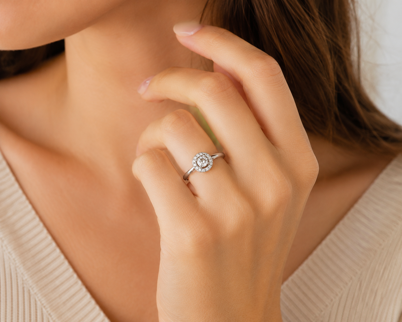 9ct White Gold Round Pave Diamond Ring 1102173