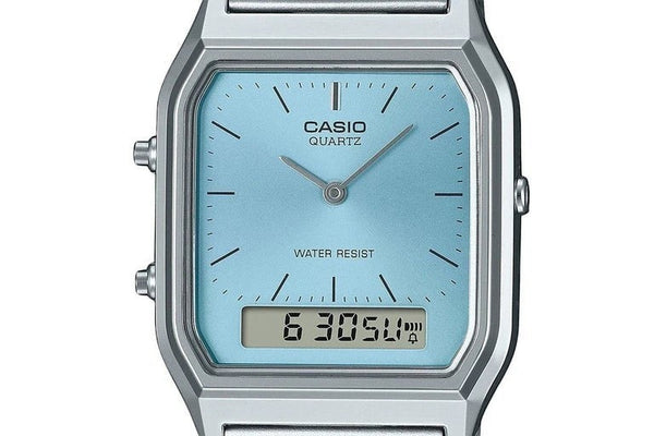 Casio Vintage Liberty Limited Edition Ana-Digi Quartz Blue Dial Stainless Steel Watch (AQ-230A-2A1MQYDF)