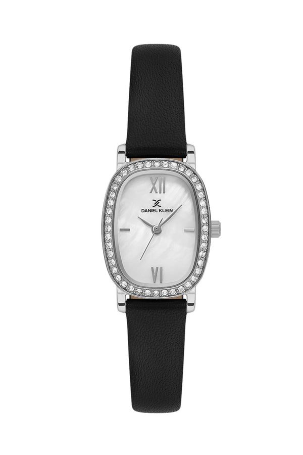Daniel Klein Women’s Black Strap Silver Case White Dial Watch DK‑113943‑1