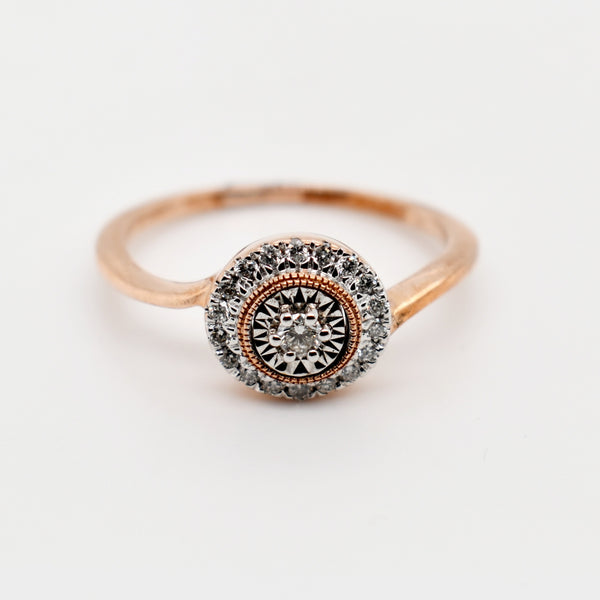 9ct Rose Gold Diamond Cluster Engagement Ring