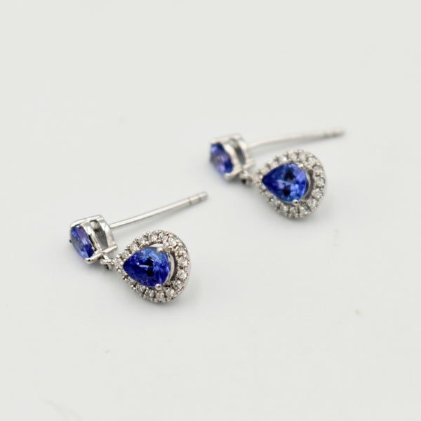 9ct White Gold 1,20ct Tanzanite Diamond Earrings