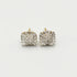 9ct yellow gold diamond starburst earrings with 0.75 carat round brilliant and baguette cut diamonds in cluster setting