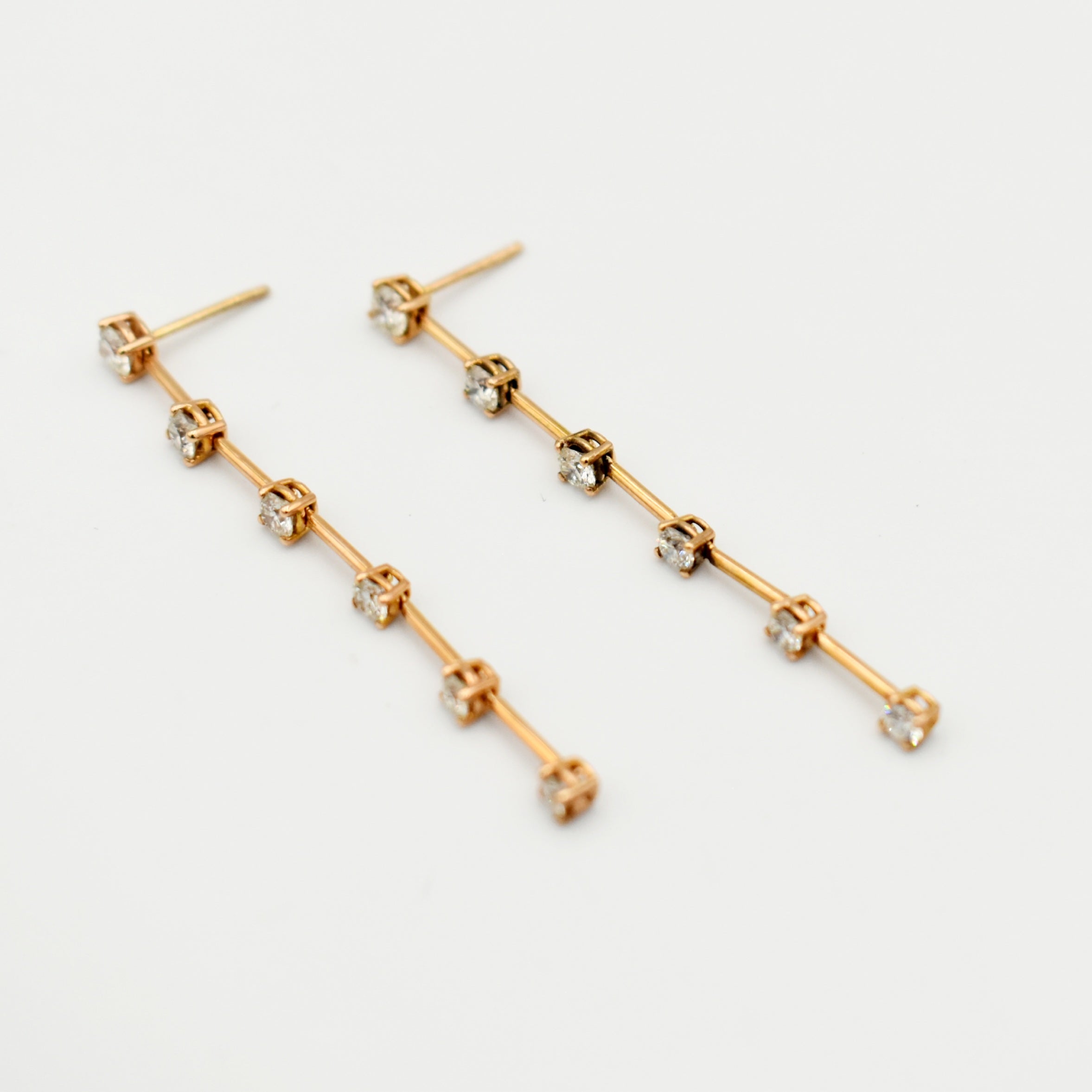 18k Rose Gold 1,33ct Drop Diamond Earrings