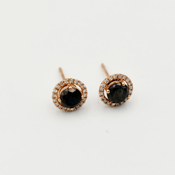 9ct Rose Gold 1,19ct Black Diamond Earrings