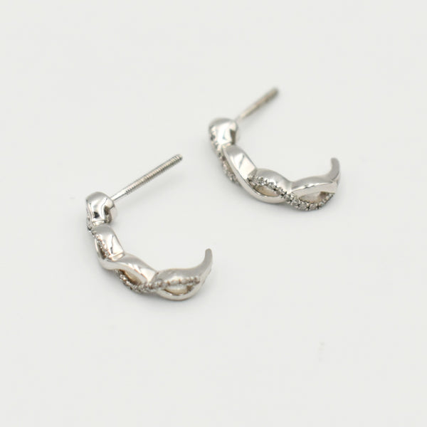 9ct White Gold 0,10ct Hoop Diamond Earrings