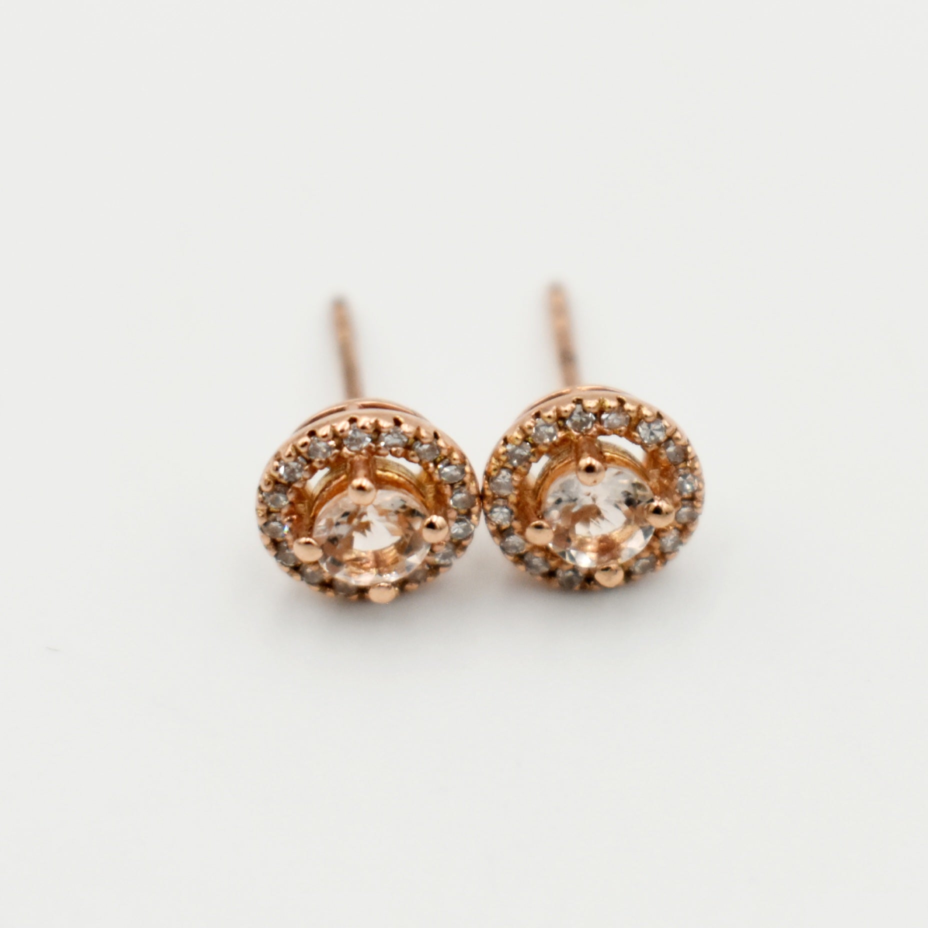 9ct Rose Gold 0,48ct Morganite Diamond Earrings