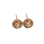 9ct rose gold morganite and diamond halo earrings with round peachy-pink centre stones and sparkling diamond surrounds by Cassim & Co Johannesburg
