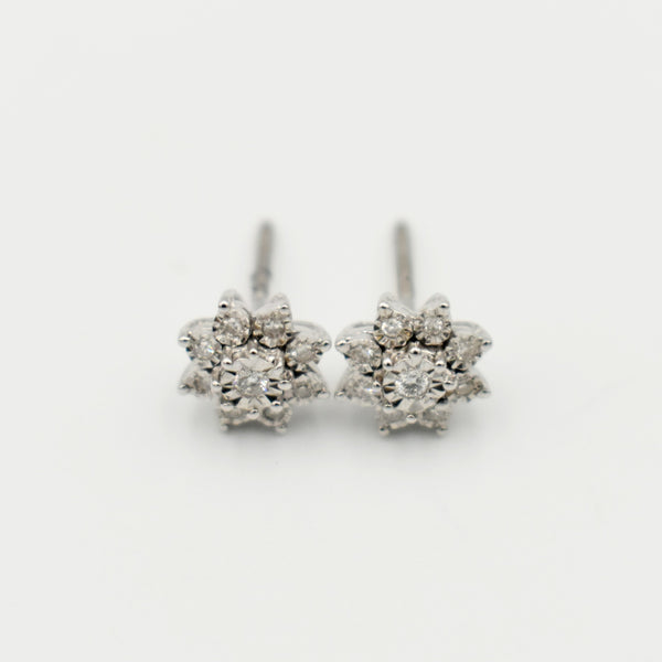 9ct White Gold 0,09ct Stud Diamond Earrings