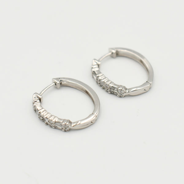 9ct White Gold 0,33ct Hoop Diamond Earrings