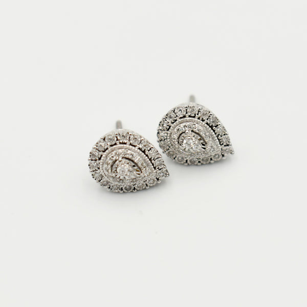 9ct White Gold 0,20ct Pear Diamond Earrings