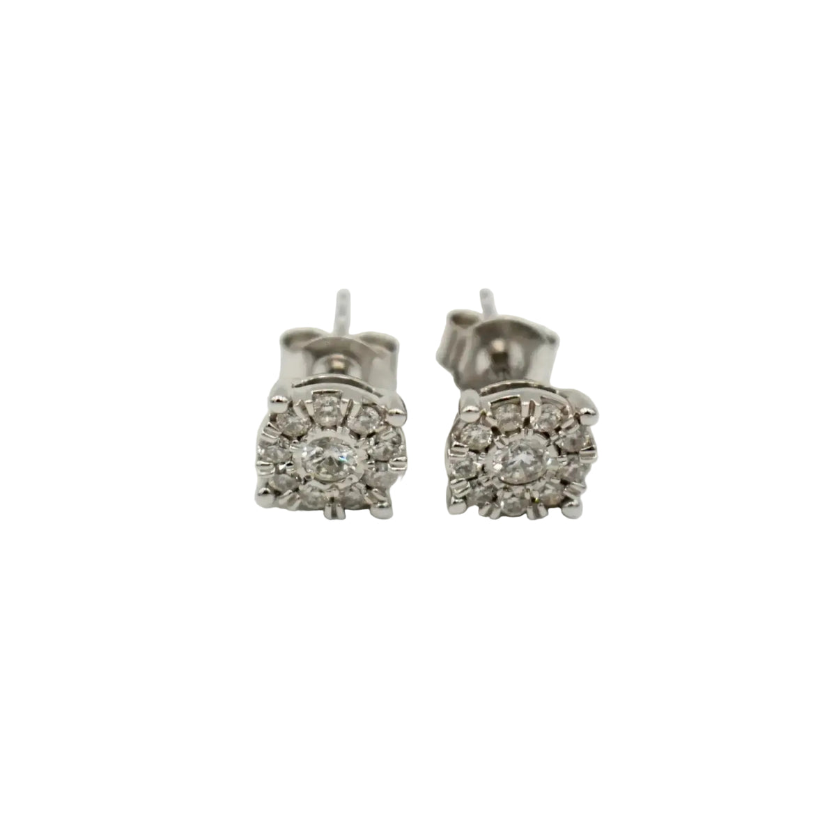 9ct white gold diamond cluster stud earrings 0.14ct - Cassim & Co. Johannesburg